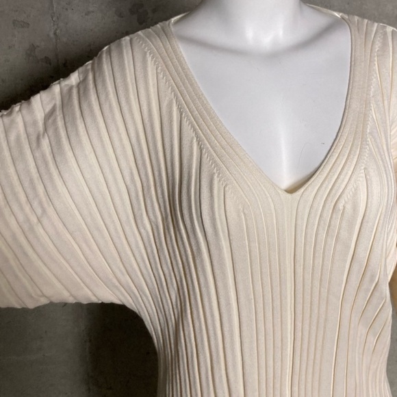 MAEVE ANTHROPOLOGIE Maris Midie White Sweater Long Sleeve Ribbed Bodycon Dress - Picture 4 of 7